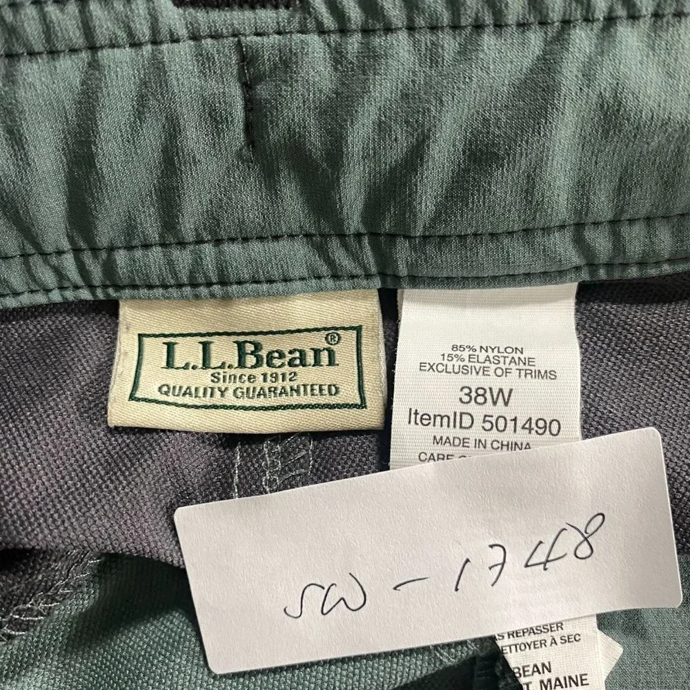 L.L. Bean‎ Board Shorts Men's Size 38W Green Nylon Blend Paddle SW-1748